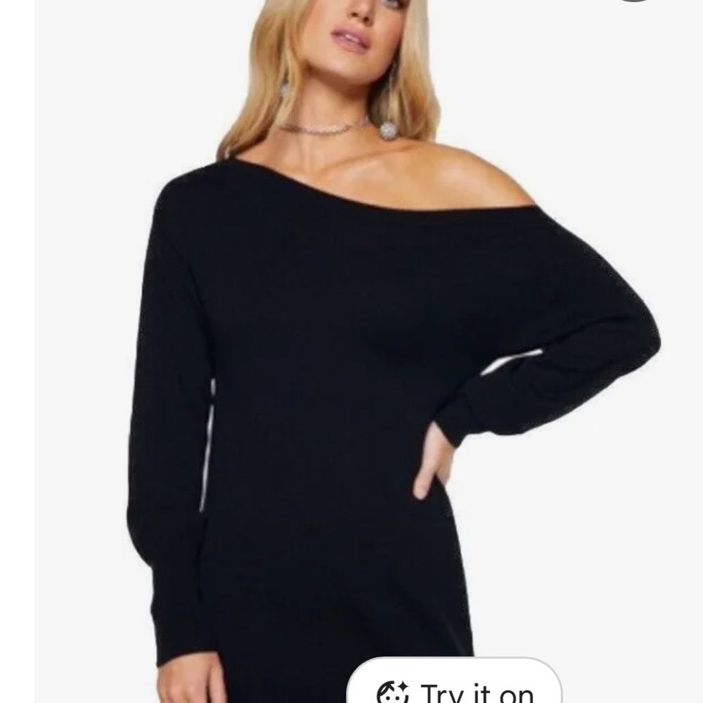 Ramy Brook Black Off-Shoulder Sweater/ dress $345